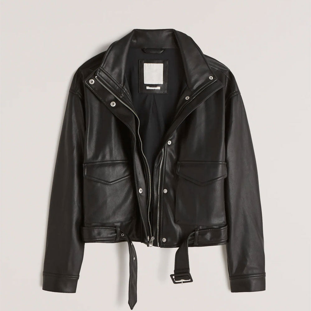 Womens Black RAF Sheepskin Shearling Aviator Motorbike Leather Jacket