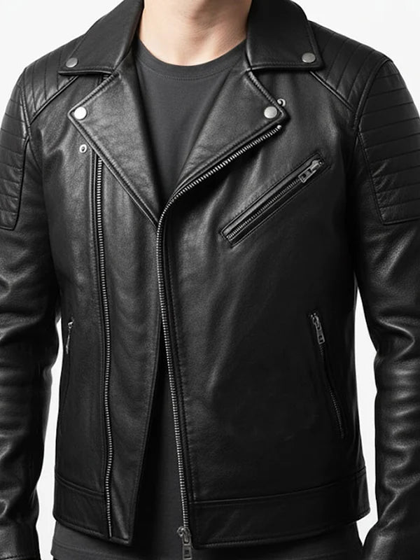 Martin Men's Black Leather Motorcycle Jacket – Classic Biker Leather Outerwear