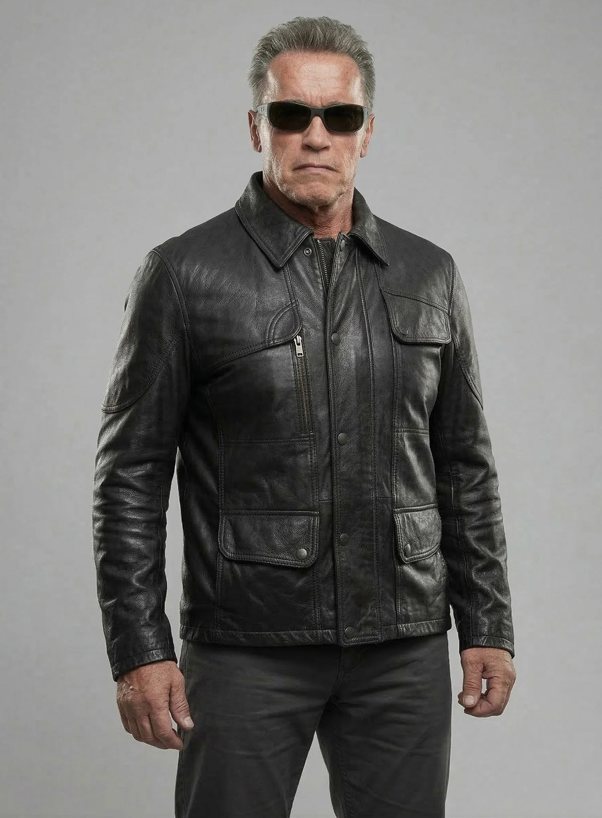 Terminator Genisys Arnold Schwarzenegger Leather Jacket