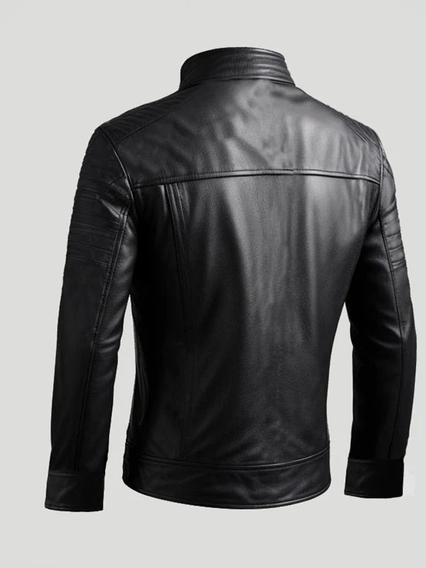 Martin Men's Black Leather Motorcycle Jacket – Classic Biker Leather Outerwear