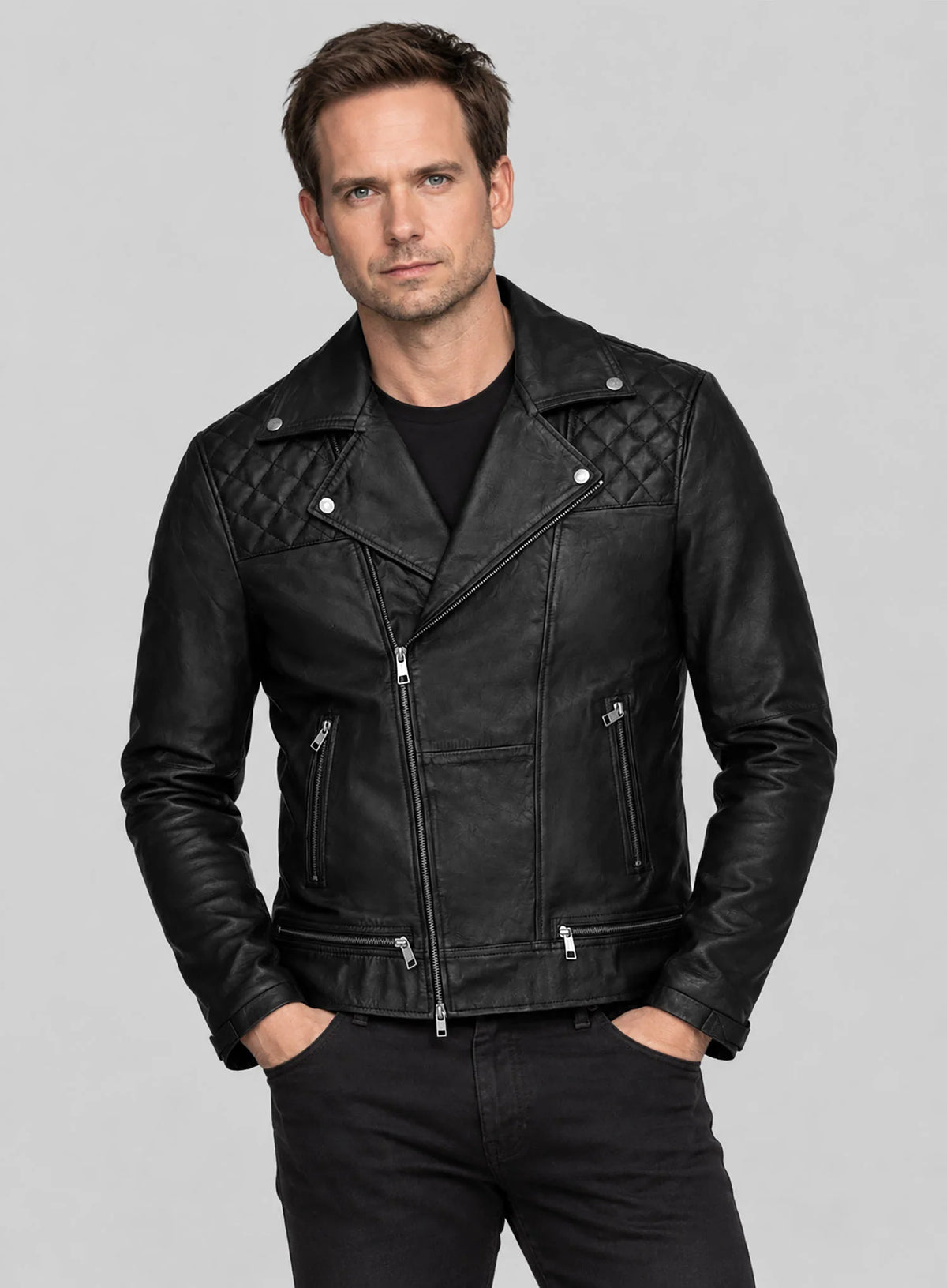 Patrick J Adams Leather Jacket - Iron Crest Leather