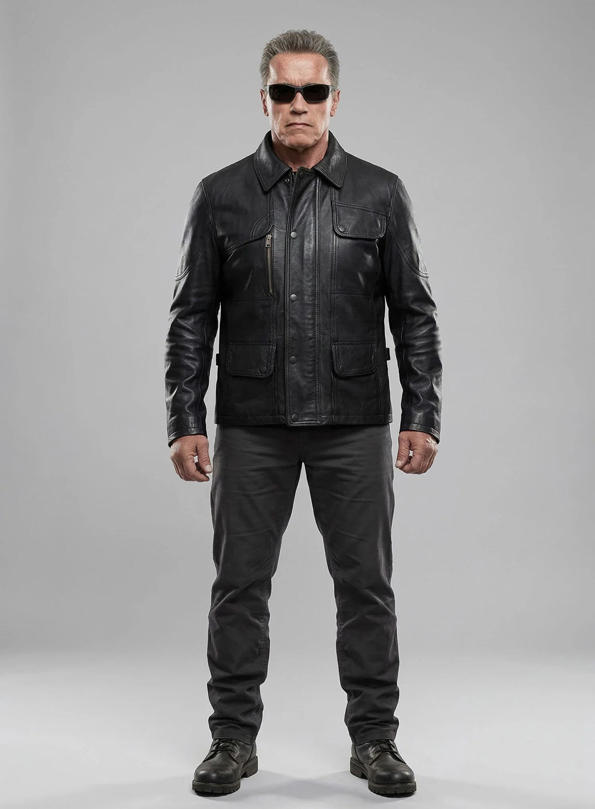 Terminator Genisys Arnold Schwarzenegger Leather Jacket