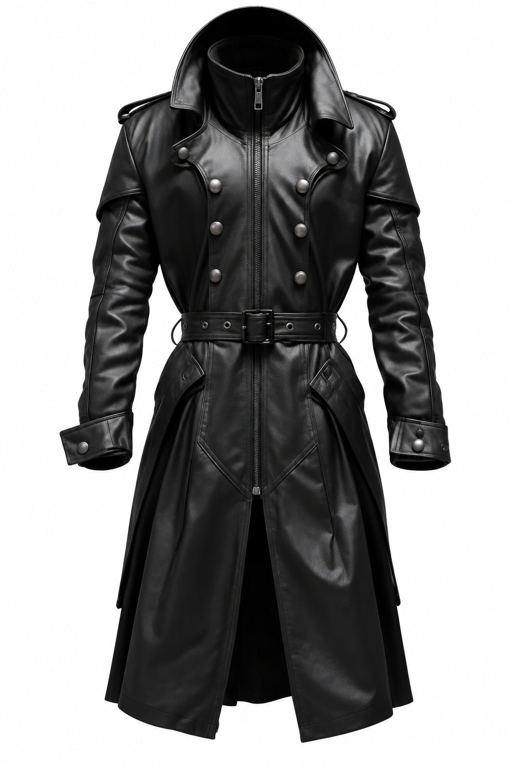 Black Stylish Leather Hooded Coat – Elegant Women’s Leather Winter Outerwear