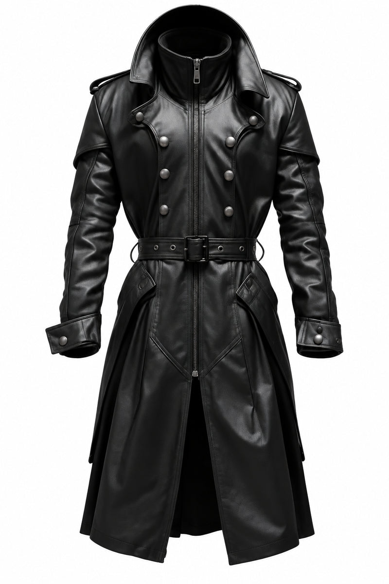 Black Stylish Leather Hooded Coat – Elegant Women’s Leather Winter Outerwear
