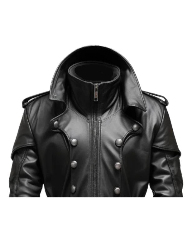 Black Stylish Leather Hooded Coat – Elegant Women’s Leather Winter Outerwear