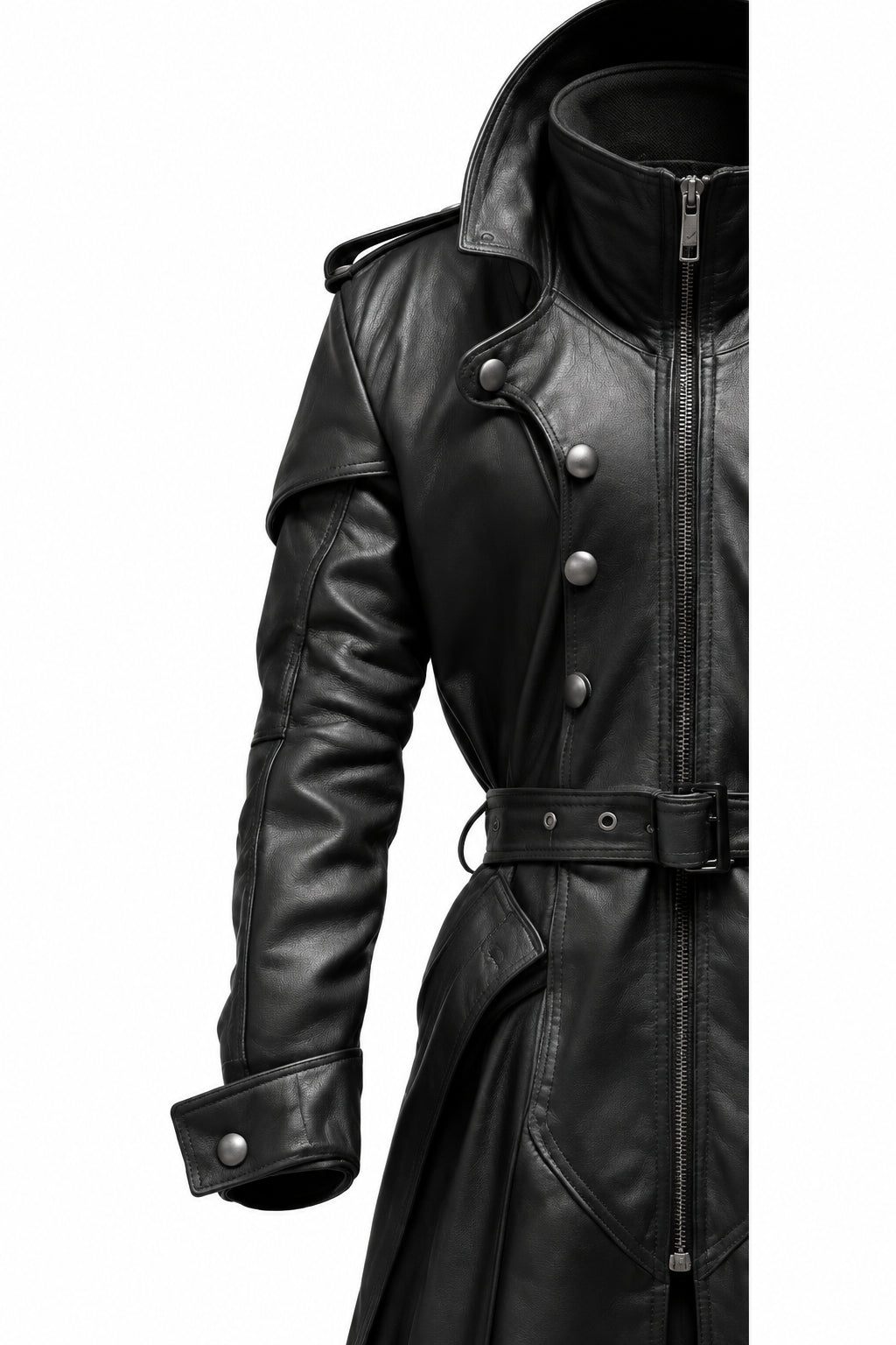 Black Stylish Leather Hooded Coat – Elegant Women’s Leather Winter Outerwear