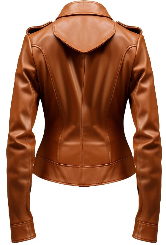 Slimfit Women Designer Brown Leather Jacket – Stylish Tailored Leather Outerwear