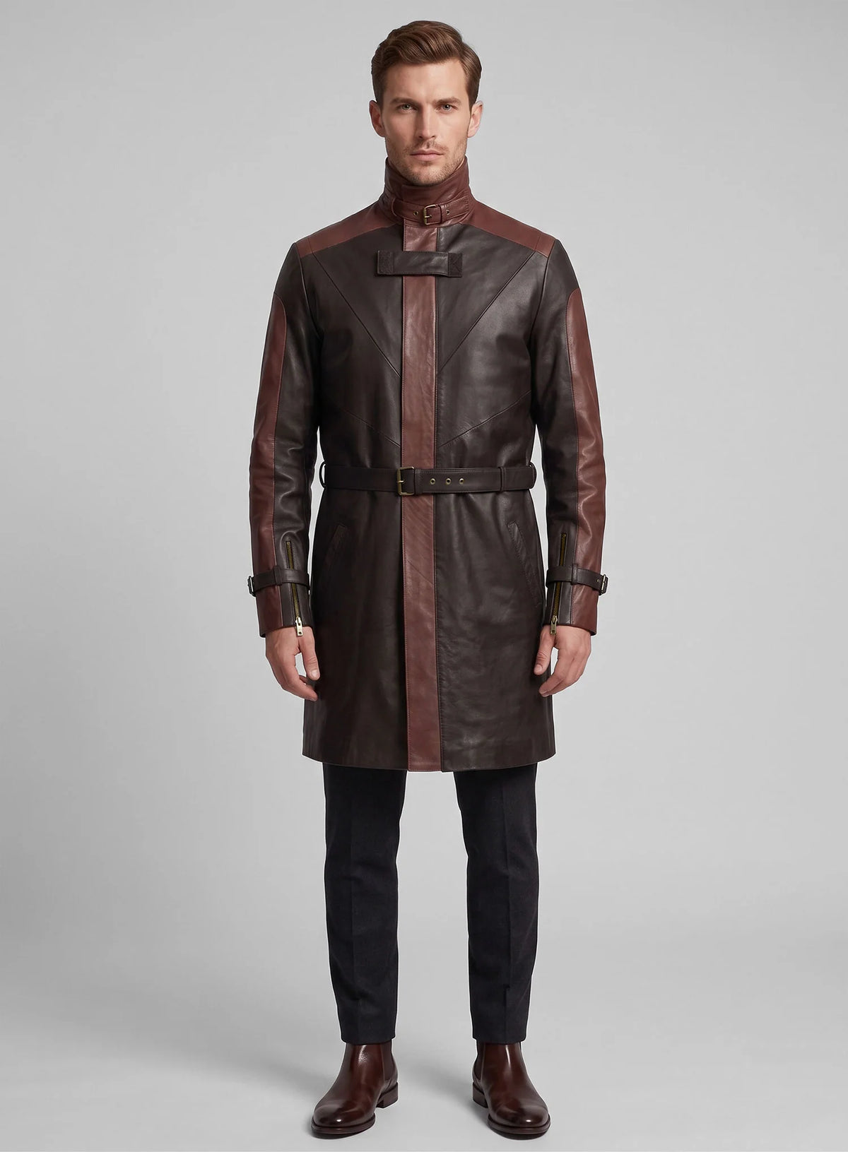 Brown Aiden Pearce Watch Dogs Leather Trench Coat