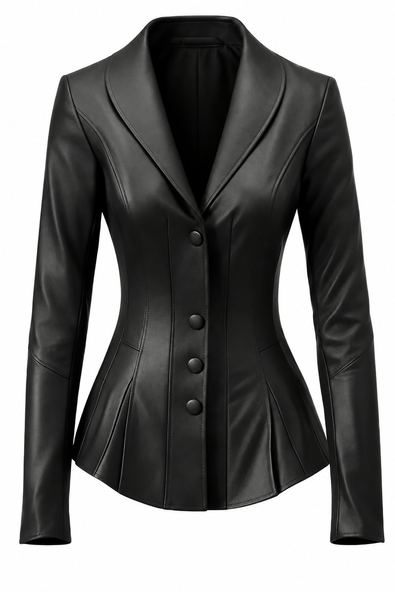 Black Rebel Women’s Black Leather Jacket Blazer – Stylish Edgy Leather Outerwear