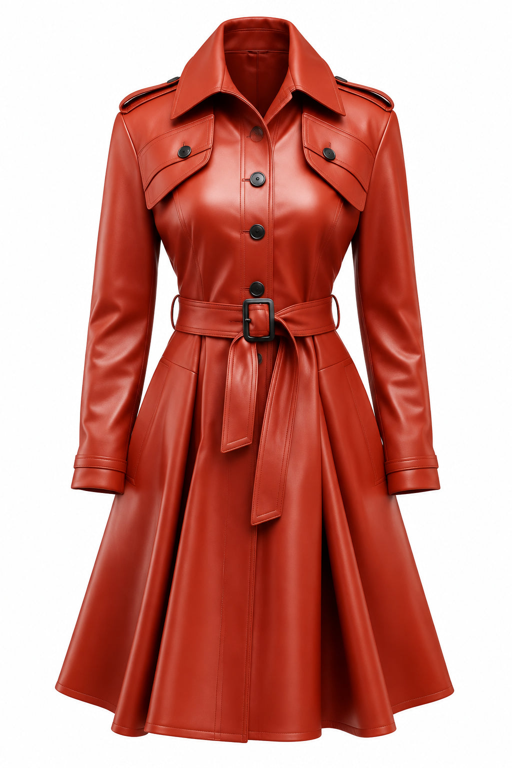 Women’s Red Leather Coat – Stylish &amp; Elegant
