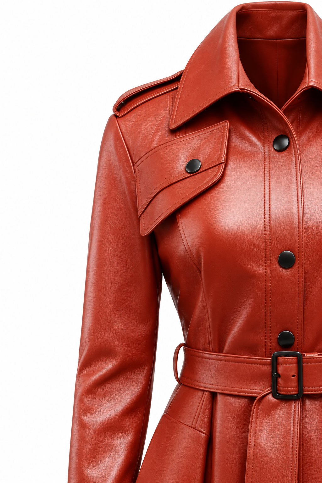 Women’s Red Leather Coat – Stylish &amp; Elegant