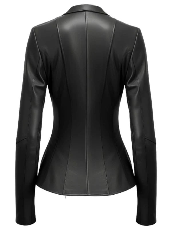Black Rebel Women’s Black Leather Jacket Blazer – Stylish Edgy Leather Outerwear