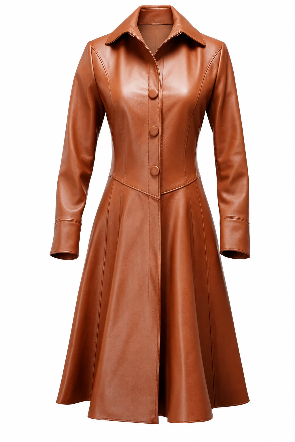 Women’s Brownish Tan Leather Coat – Stylish &amp; Elegant