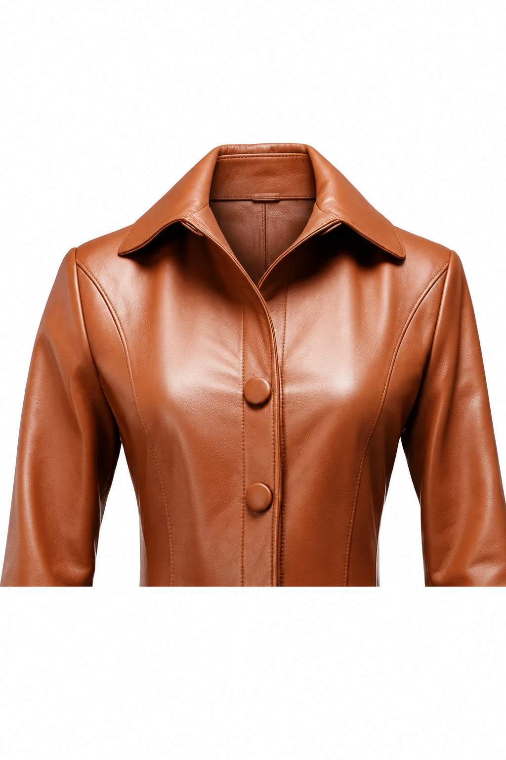 Women’s Brownish Tan Leather Coat – Stylish &amp; Elegant