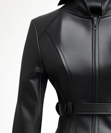Women Black Designer Peplum Leather Jacket – Elegant Real Leather Outerwear