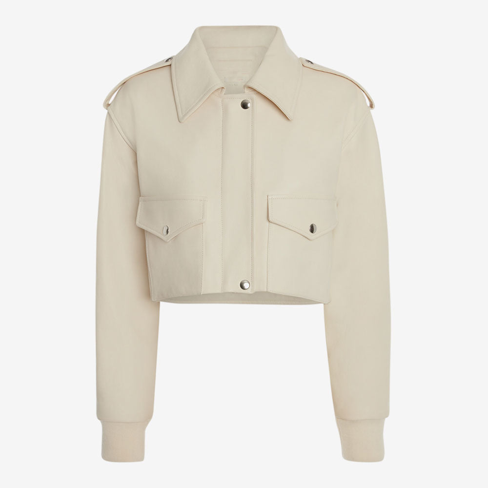 Womens White RAF Aviator  Sheepskin Shearling  Leather Bomber Jacket