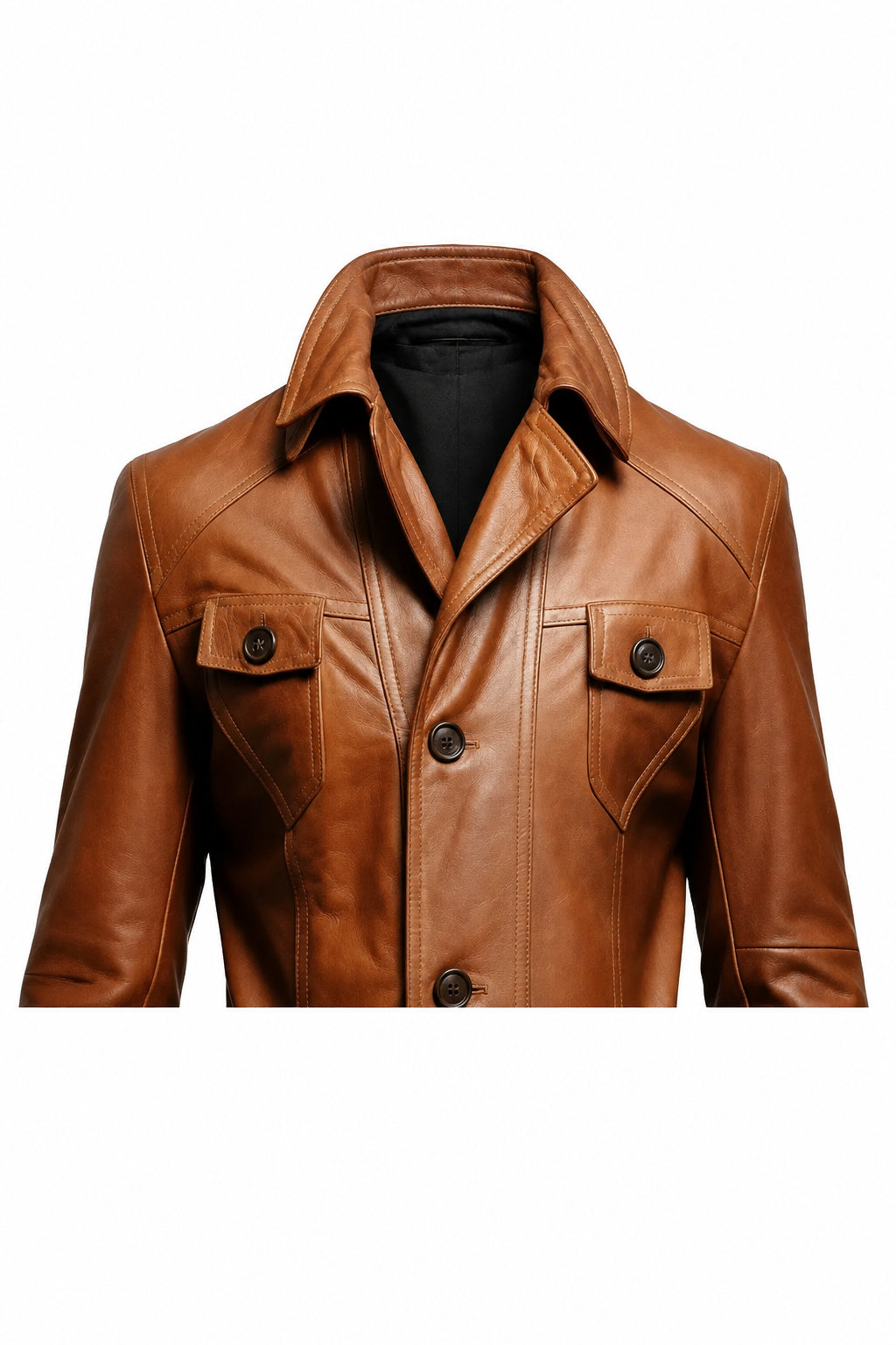 Vintage Brown Women’s Leather Long Coat – Classic Retro Outerwear