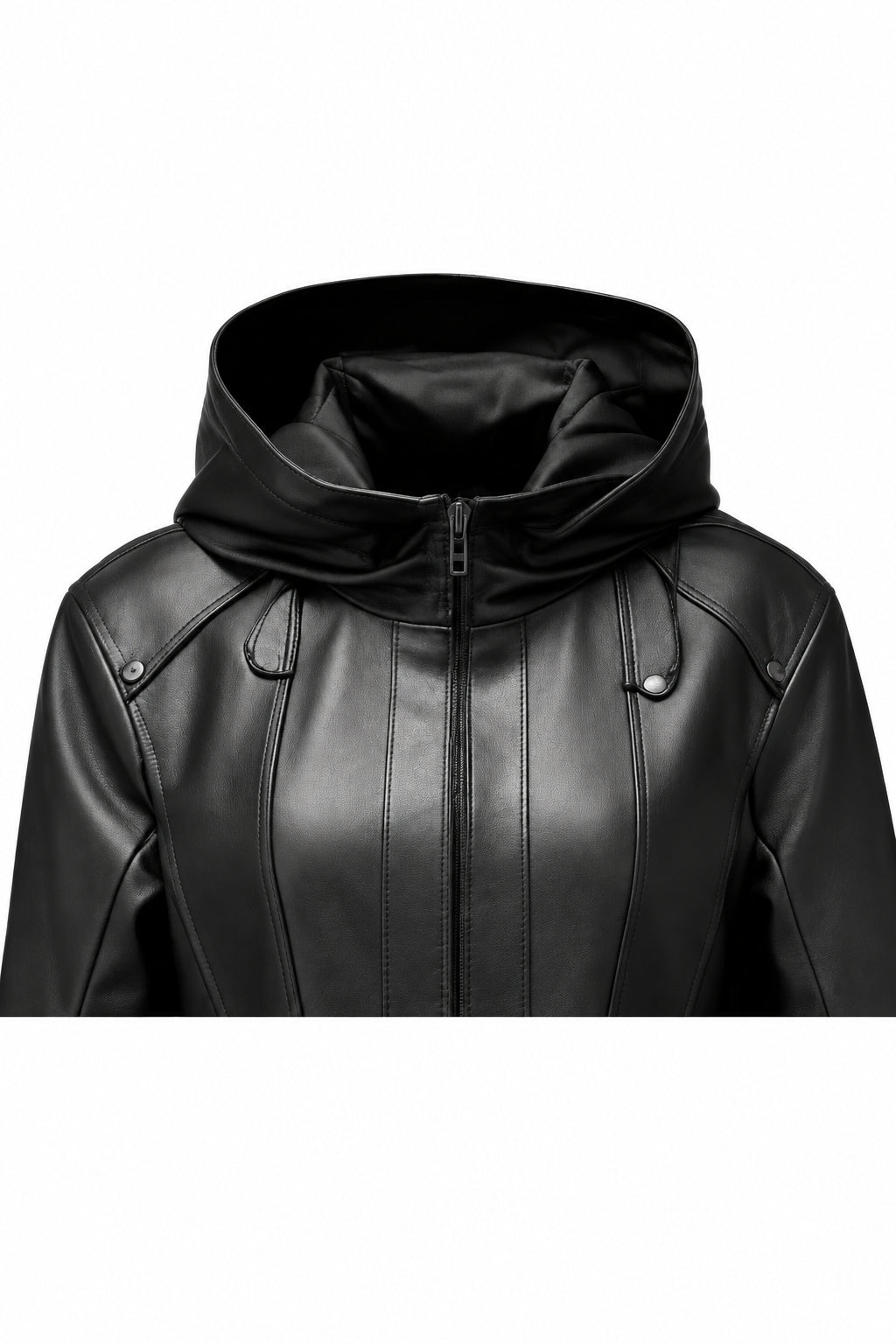 Women’s Black Hooded Leather Coat – Stylish &amp; Modern Winter Outerwear