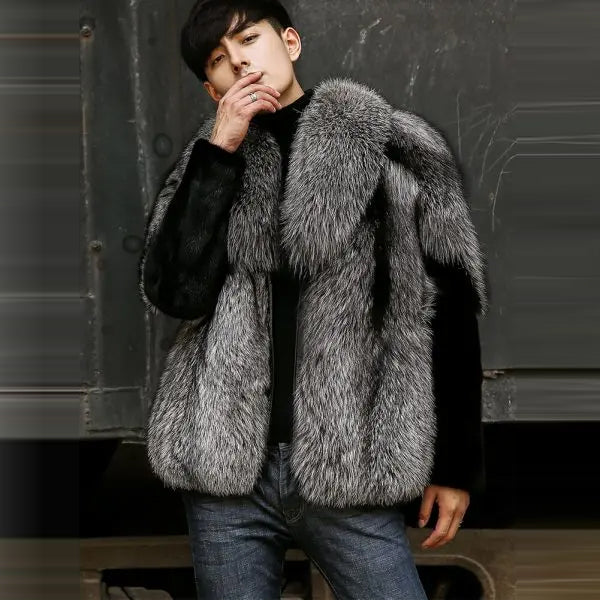 2022 New Mens Winter Grey Shearling Short Faux Fur Mink Jacket Coat
