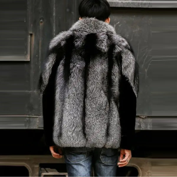 2022 New Mens Winter Grey Shearling Short Faux Fur Mink Jacket Coat