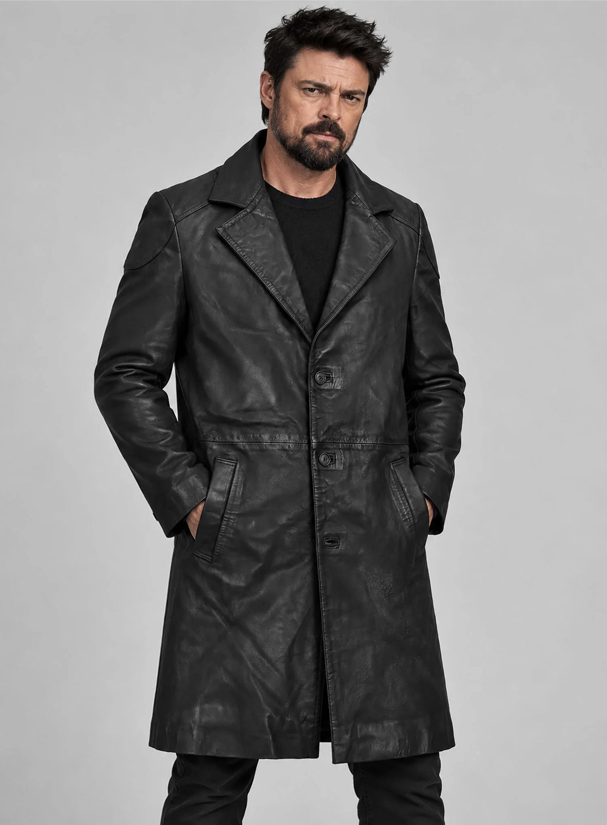 Karl Urban The Boys Leather Long Coat