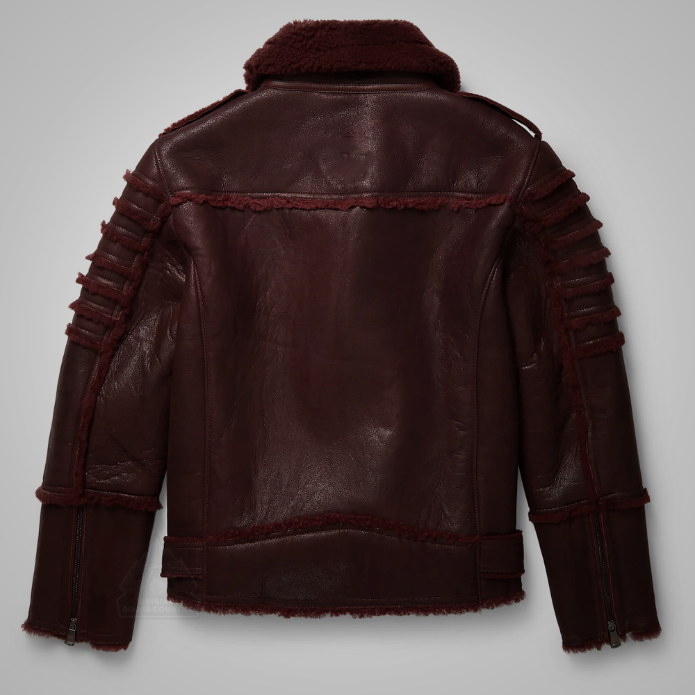 Real Brown Sheepskin Shearling B3 Aviator Leather Bomber Flying Jacket for Men