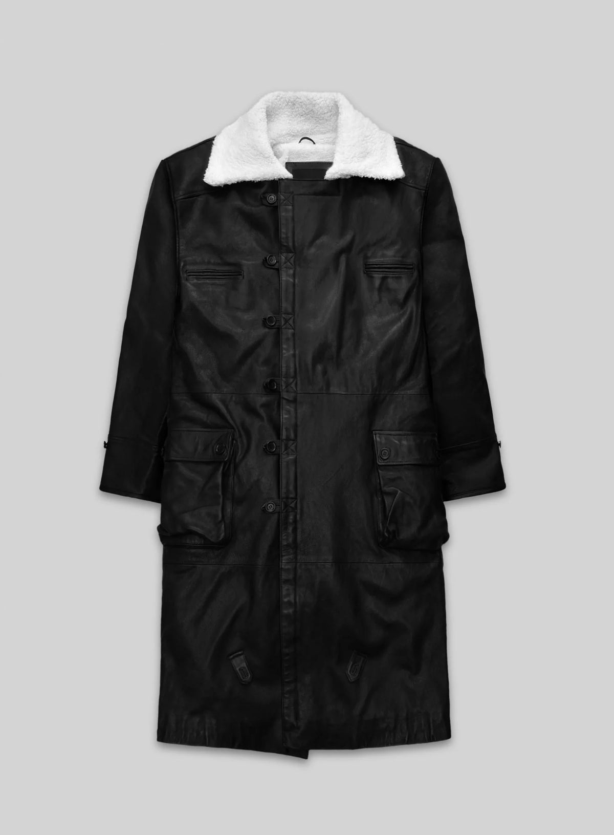 Thick Goat Black Washed &amp; Wax Tom Hardy Leather Coat