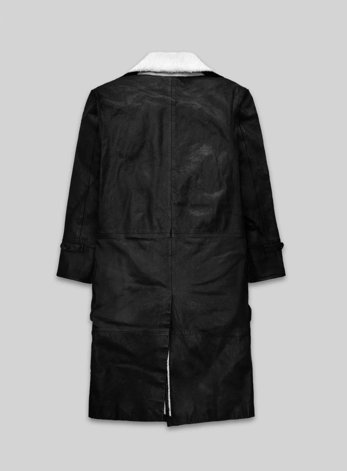 Thick Goat Black Washed &amp; Wax Tom Hardy Leather Coat
