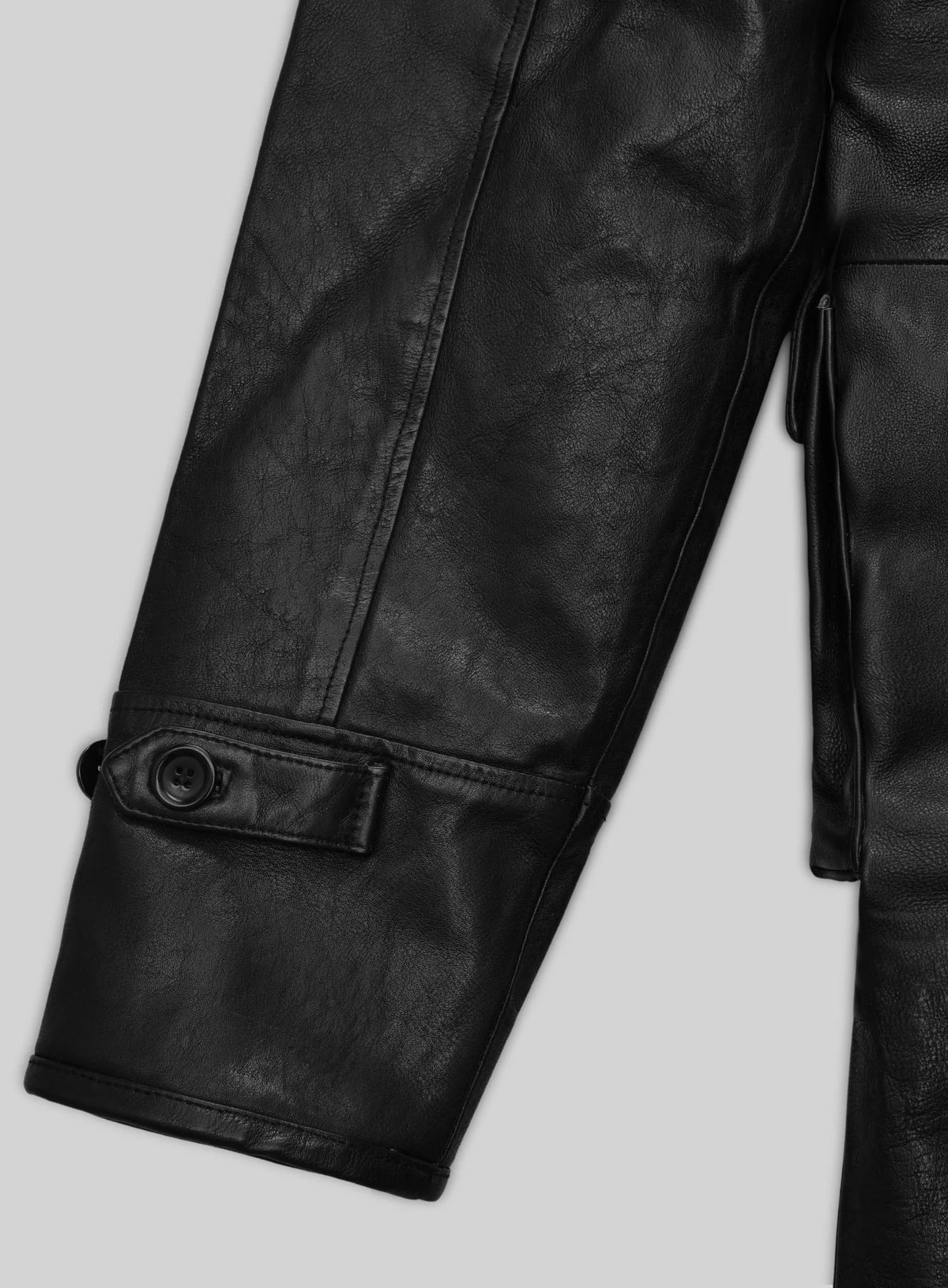 Thick Goat Black Washed &amp; Wax Tom Hardy Leather Coat