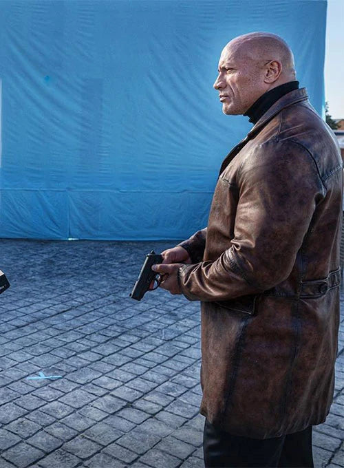 Dwayne Johnson Red Notice Leather Trench Coat