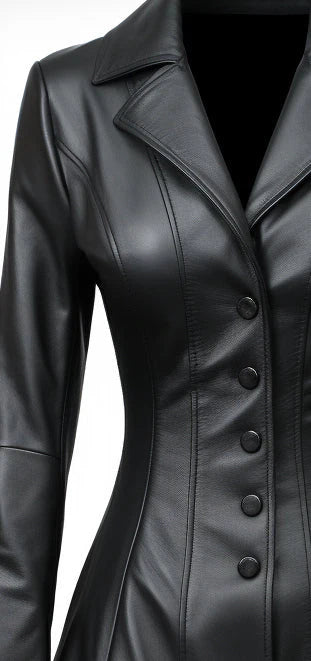 Women Sierra Black Leather Blazer – Elegant Real Leather Outerwear