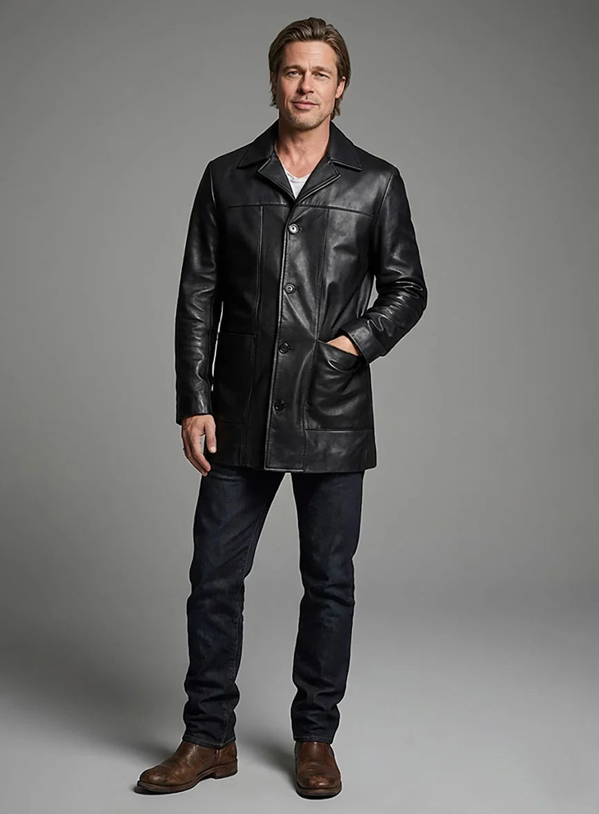 Brad Pitt Se7en Leather Trench Coat