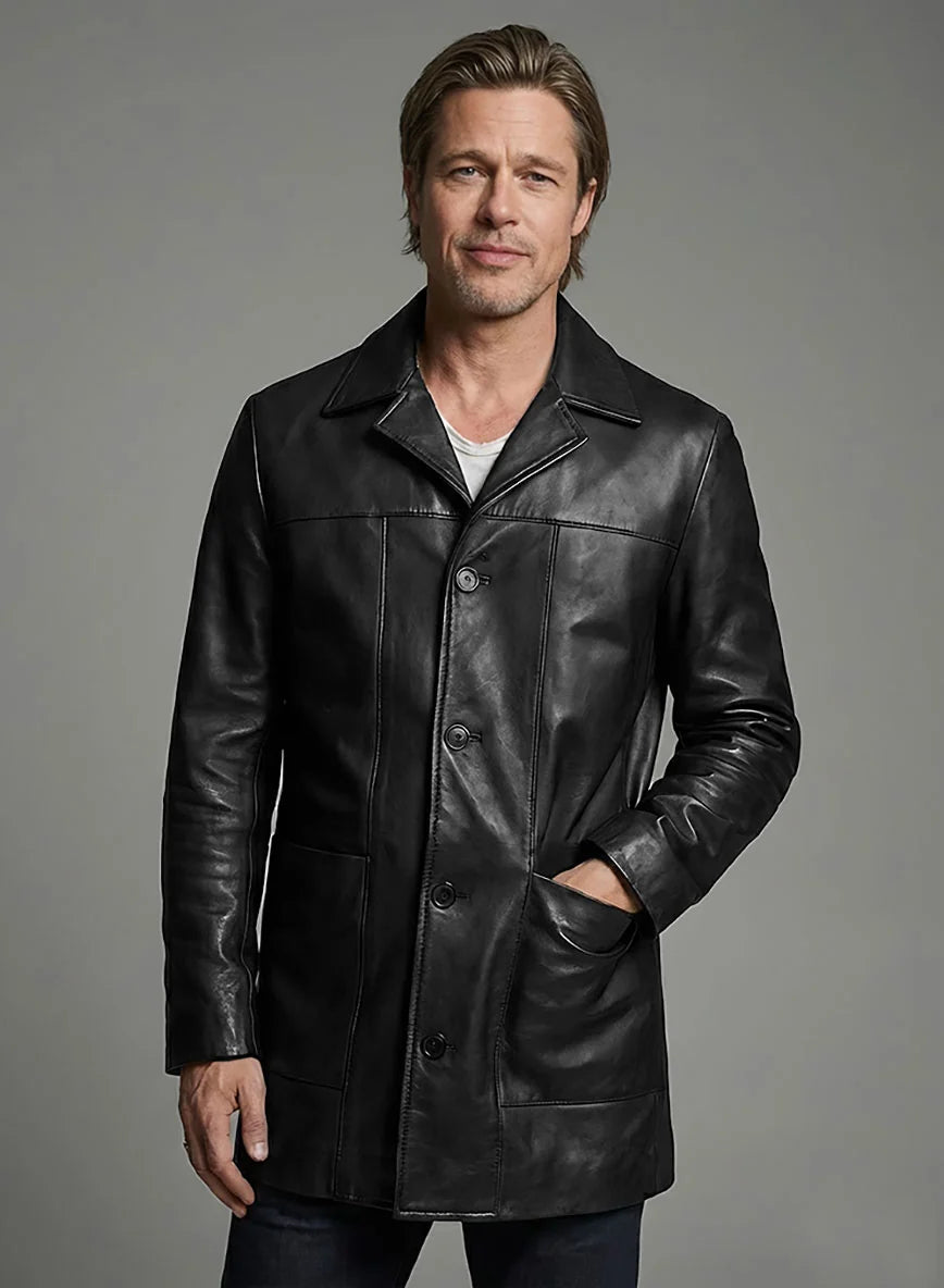 Brad Pitt Se7en Leather Trench Coat