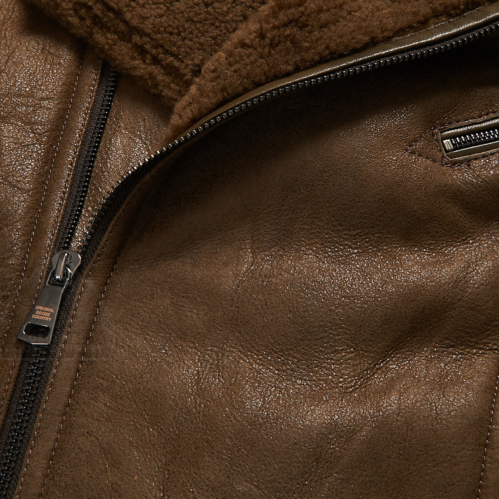 Mens B3 Real Brown Sheepskin Shearling Aviator Leather Bomber Flying Jacket