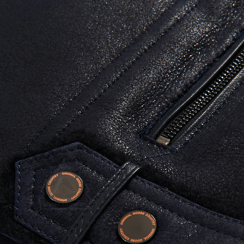 New Men Black RAF Flying Shearling Sheepskin Moto Leather Flying Jacket