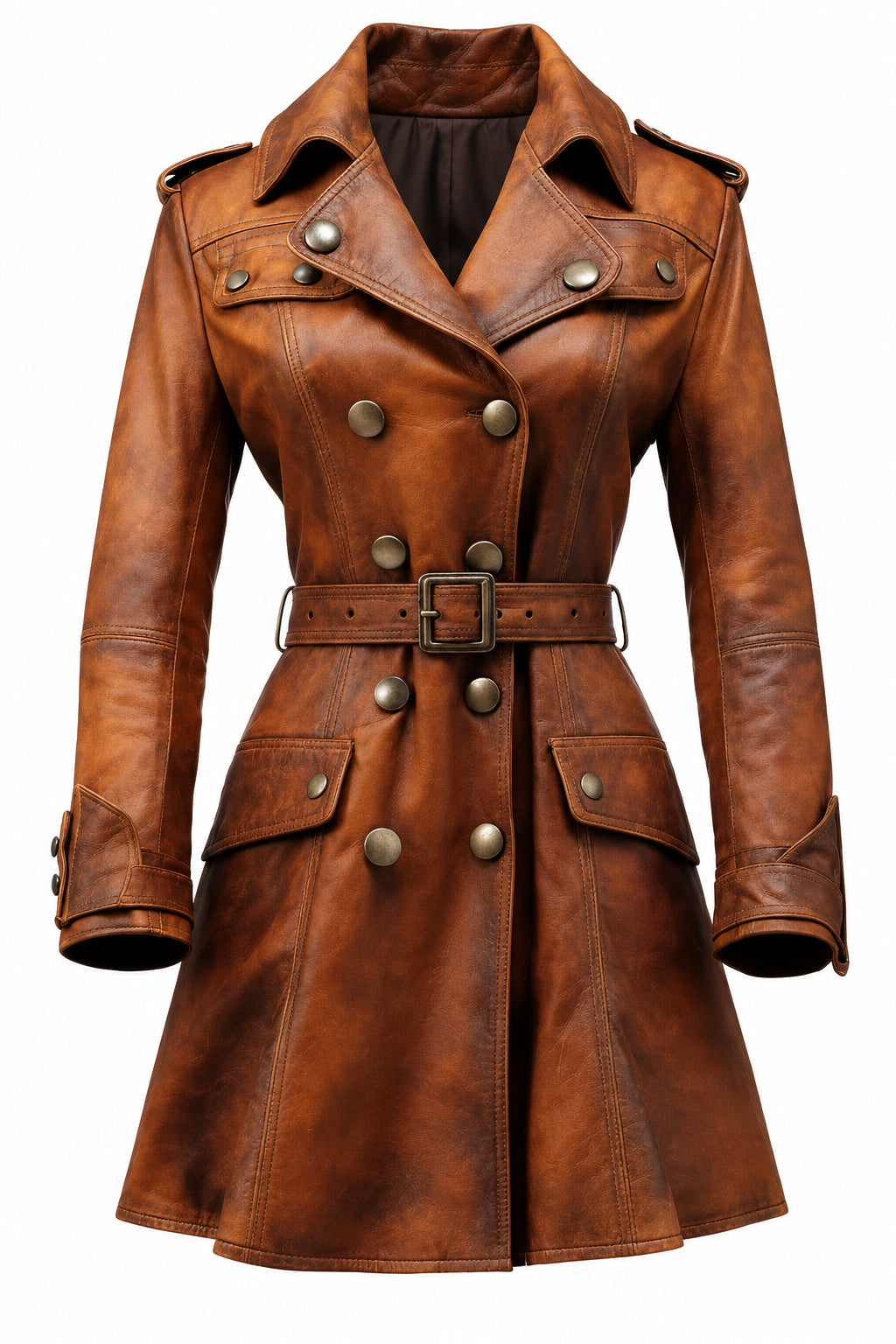 Vintage Leather Coat for Women – Classic Retro Leather Outerwear
