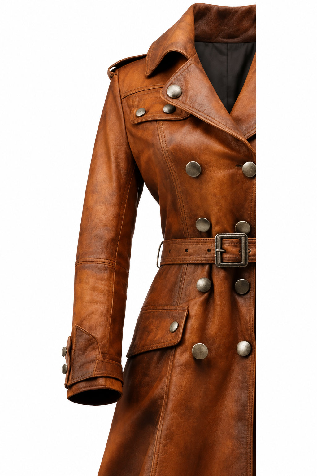 Vintage Leather Coat for Women – Classic Retro Leather Outerwear