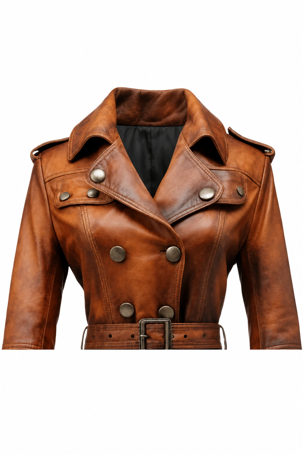 Vintage Leather Coat for Women – Classic Retro Leather Outerwear