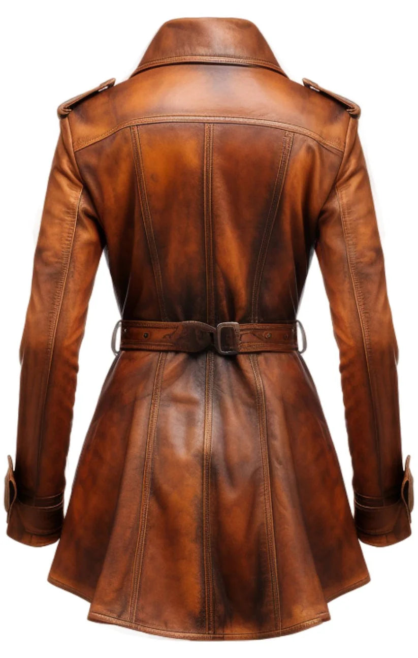 Vintage Leather Coat for Women – Classic Retro Leather Outerwear