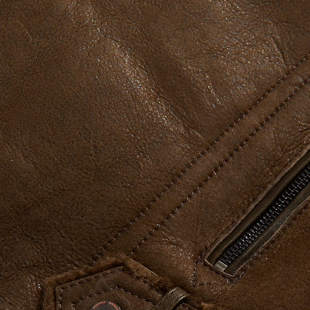 Mens B3 Real Brown Sheepskin Shearling Aviator Leather Bomber Flying Jacket