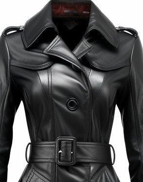 Women Luna Black Long Leather Coat – Elegant &amp; Timeless Outerwear
