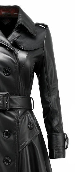 Women Luna Black Long Leather Coat – Elegant &amp; Timeless Outerwear