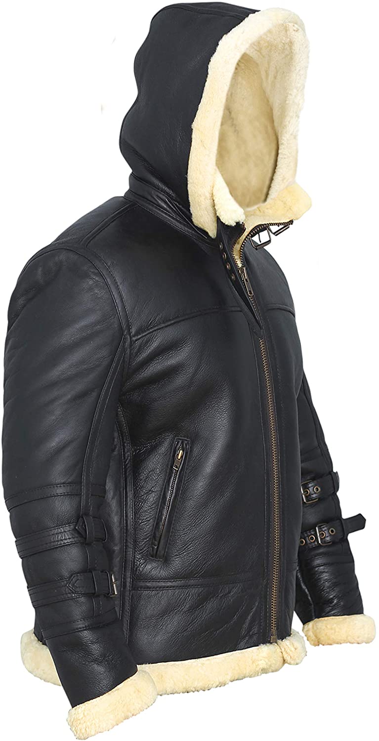 B3 Bomber Jacket Real Shearling B3 Bomber Jacket Removable Hood Black