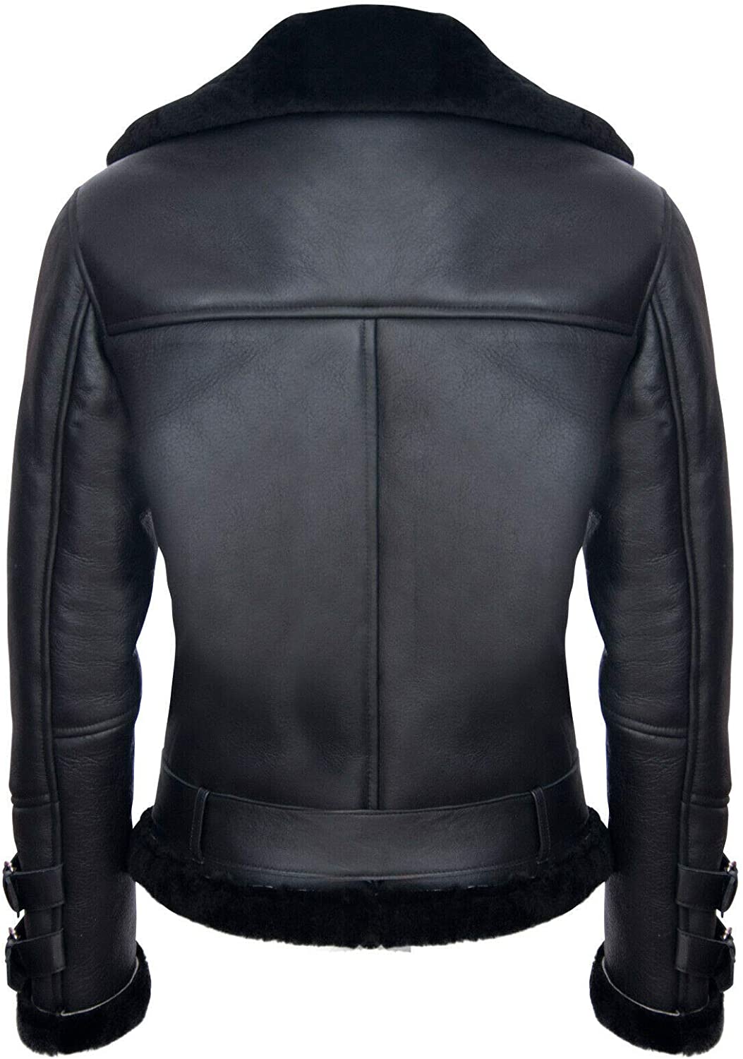 Mens Retro RAF B3 Pilot Real Sheepskin Shearling Biker Leather Jacket