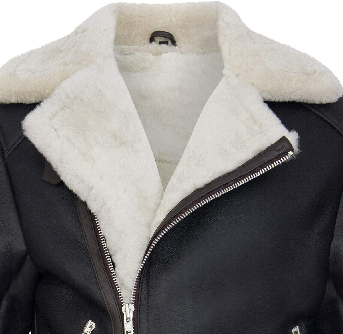 Mens Retro RAF B3 Pilot Real Sheepskin Shearling Biker Leather Jacket
