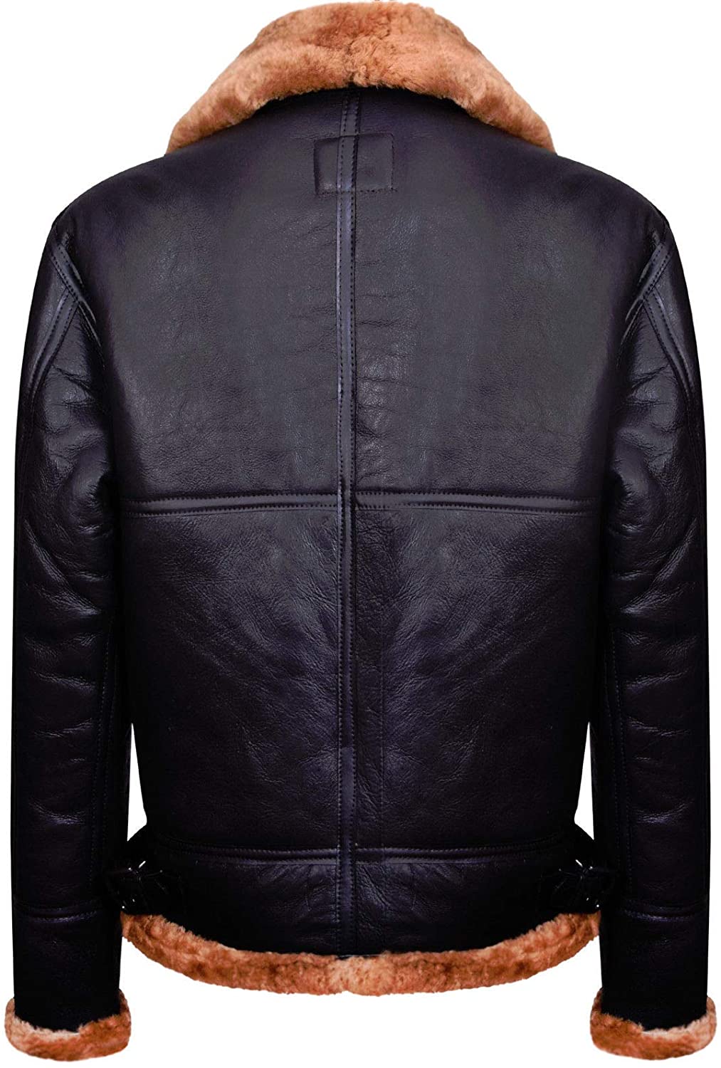 Mens Aviator Ginger Brown B3 Real Shearling Sheepskin Leather Bomber Flying Jacket