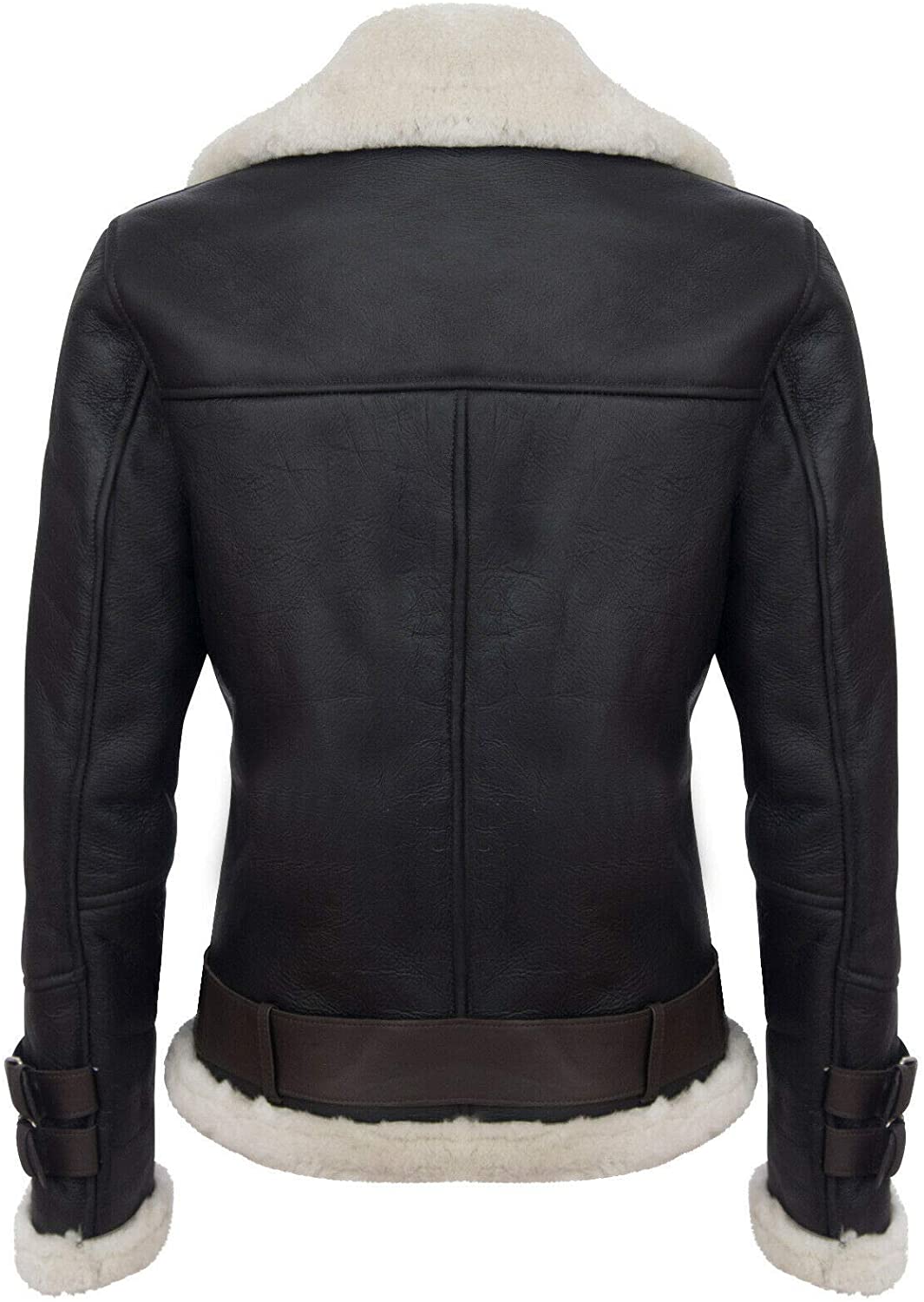 Mens Retro RAF B3 Pilot Real Sheepskin Shearling Biker Leather Jacket