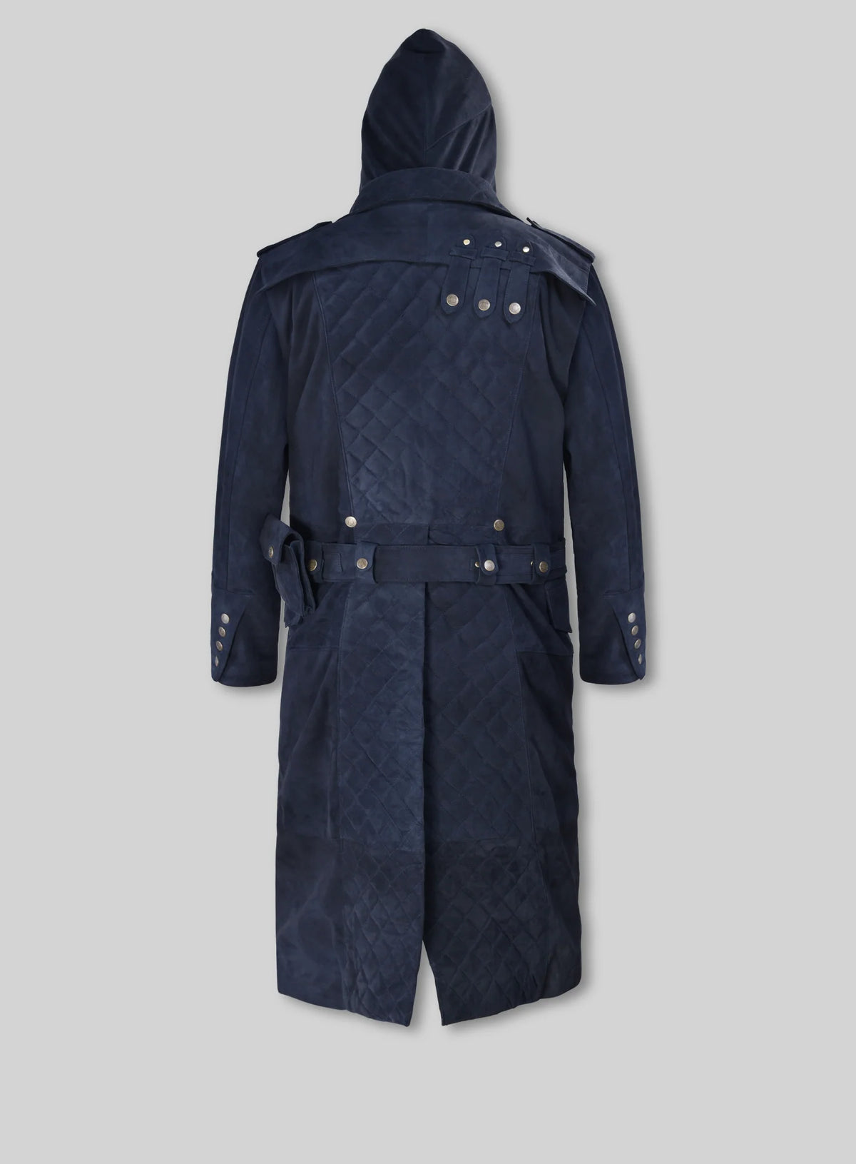 Dark Blue Suede Assassin's Creed Jacob Frye Leather Long Coat