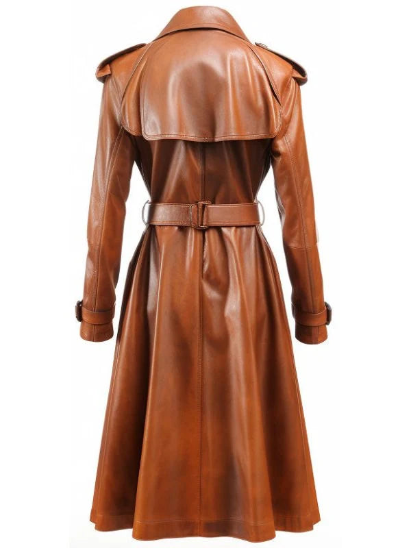 Women’s Brown Real Leather Coat – Classic Stylish Leather Outerwear