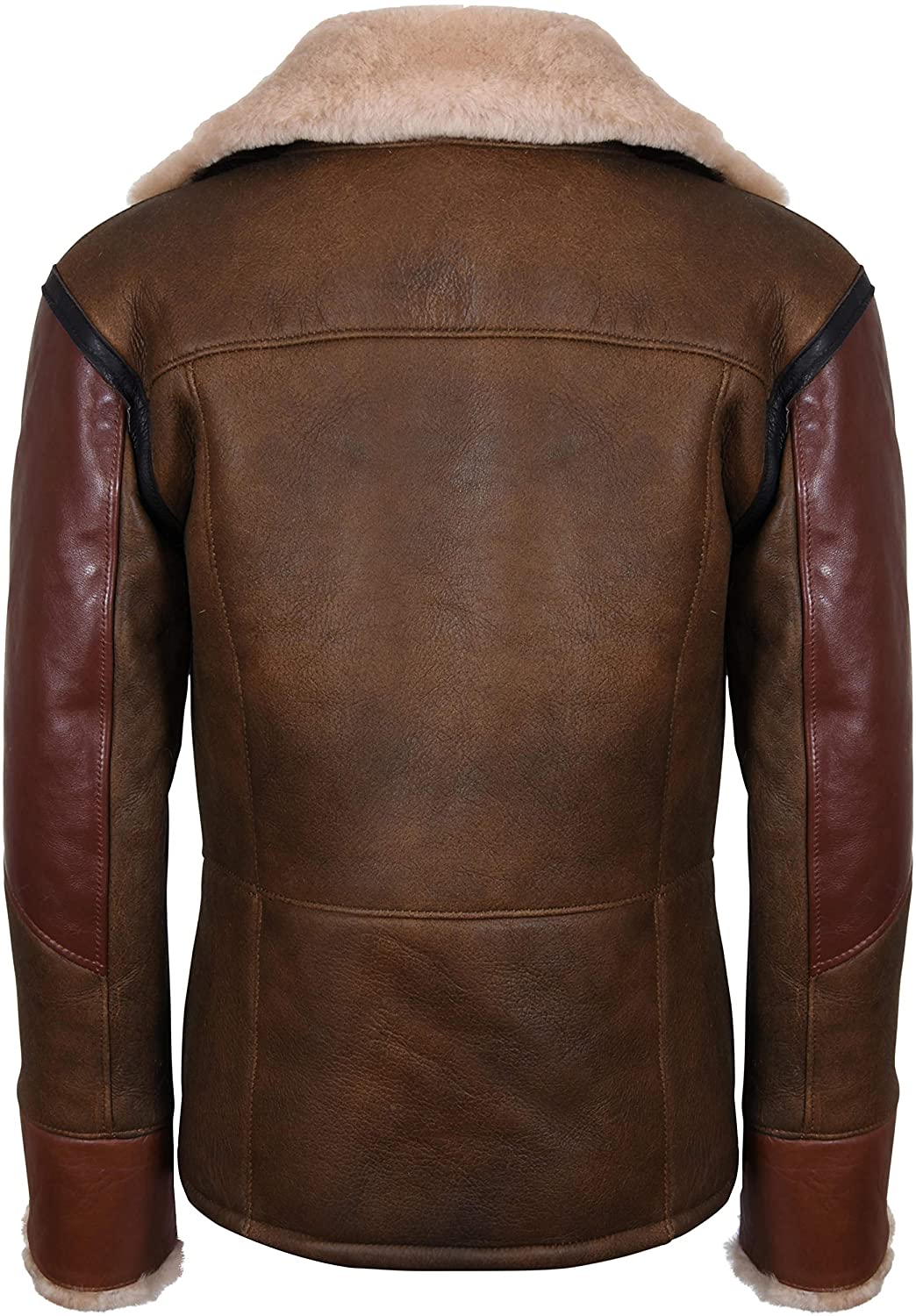 Mens Brown Crossover B3 Sheepskin Aviator Flying Leather Biker Jacket